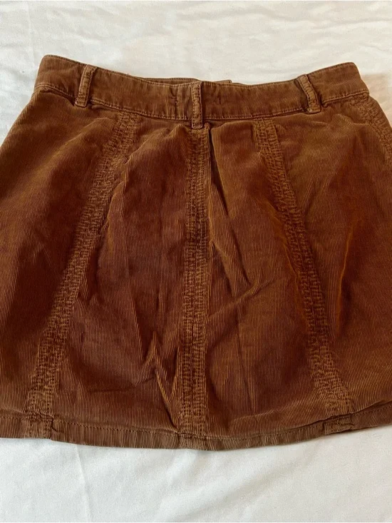American Eagle Corduroy Button Front Mini Skirt Rust Orange Size 6 - Picture 2 of 4